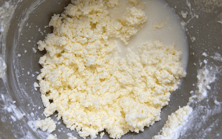 granules of butter separated from buttermilk