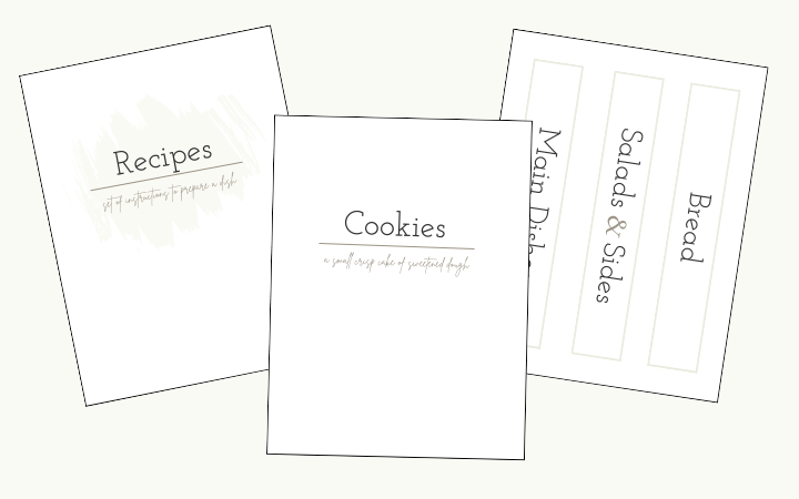 recipe organizer binders printable page sample