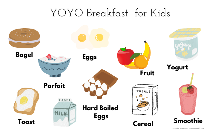 graphic showing breakfast ideas that kids can do on their own