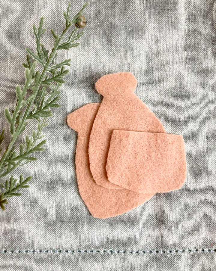 Felt pieces cut our for the santa sack